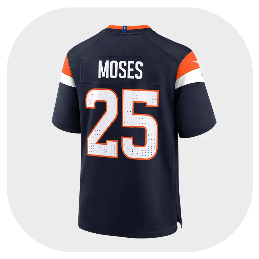 Back Look For Haven Moses Navy Broncos Game Jersey