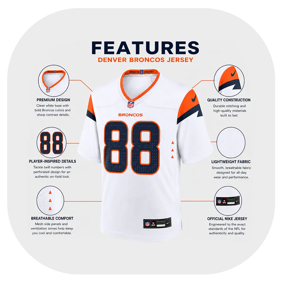 Demaryius Thomas Broncos Game White Jersey - Details