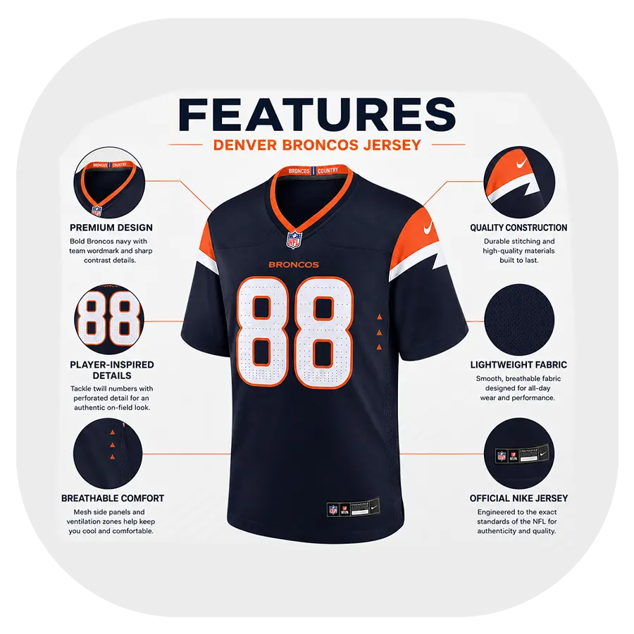 Demaryius Thomas Broncos Navy Game Jersey - Details