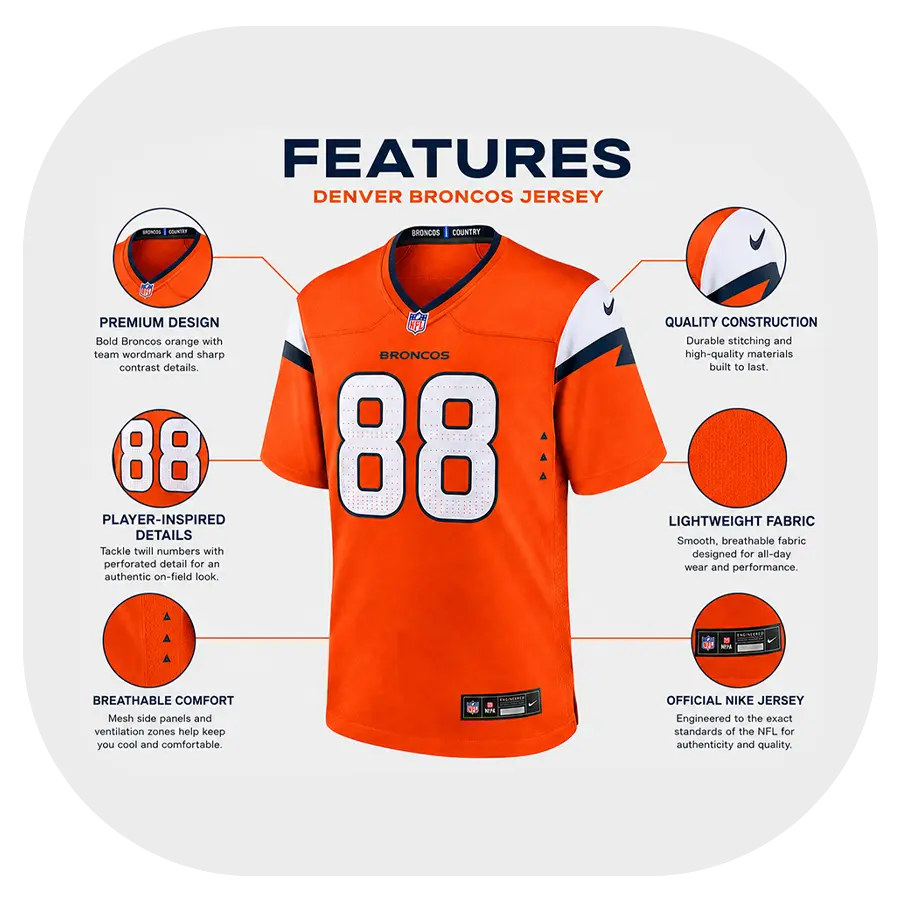 Demaryius Thomas Broncos Team Orange Game Jersey - Details