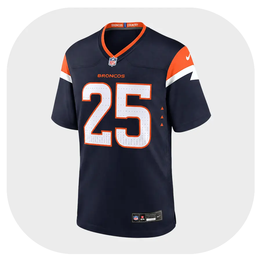 Front Look For Haven Moses Navy Broncos Game Jersey