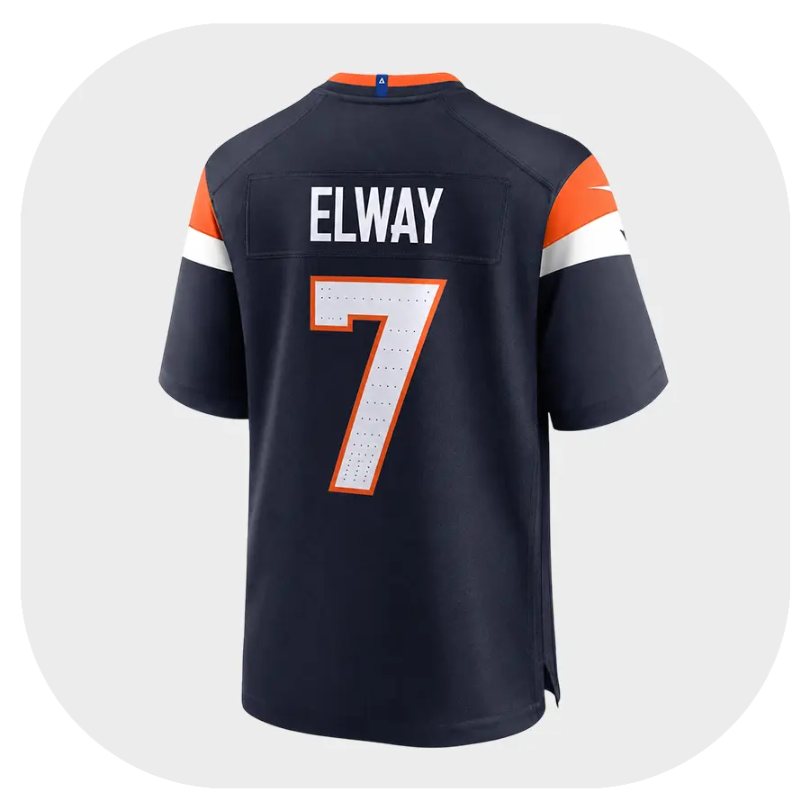 John Elway Broncos Game Navy Jersey - Back Look