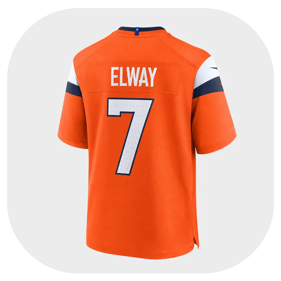 John Elway Orange Broncos Fan Game Jersey - Back Look