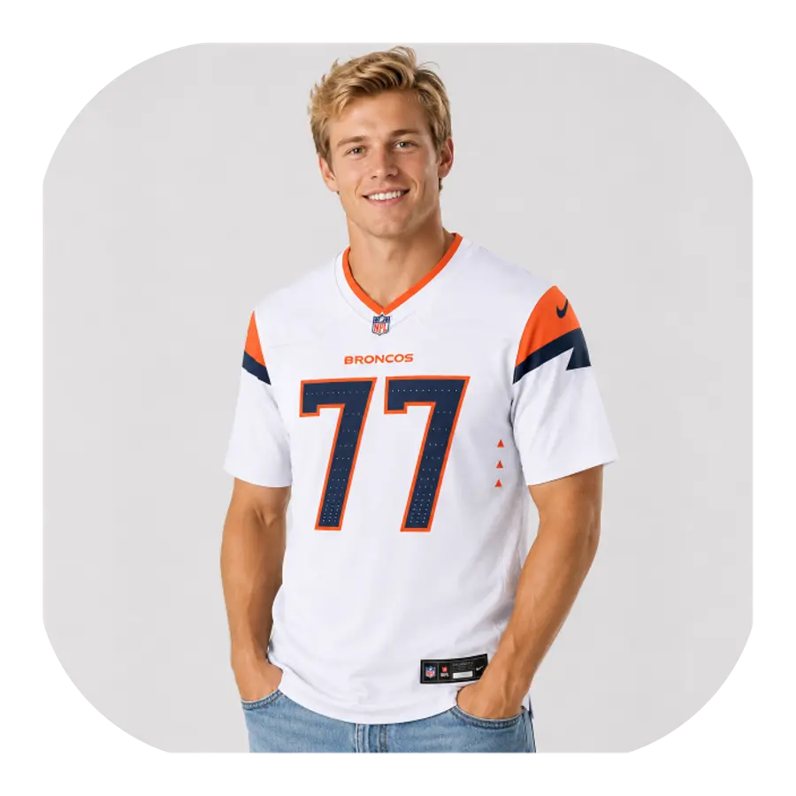 Karl Mecklenburg Broncos Team White Game Jersey - Look