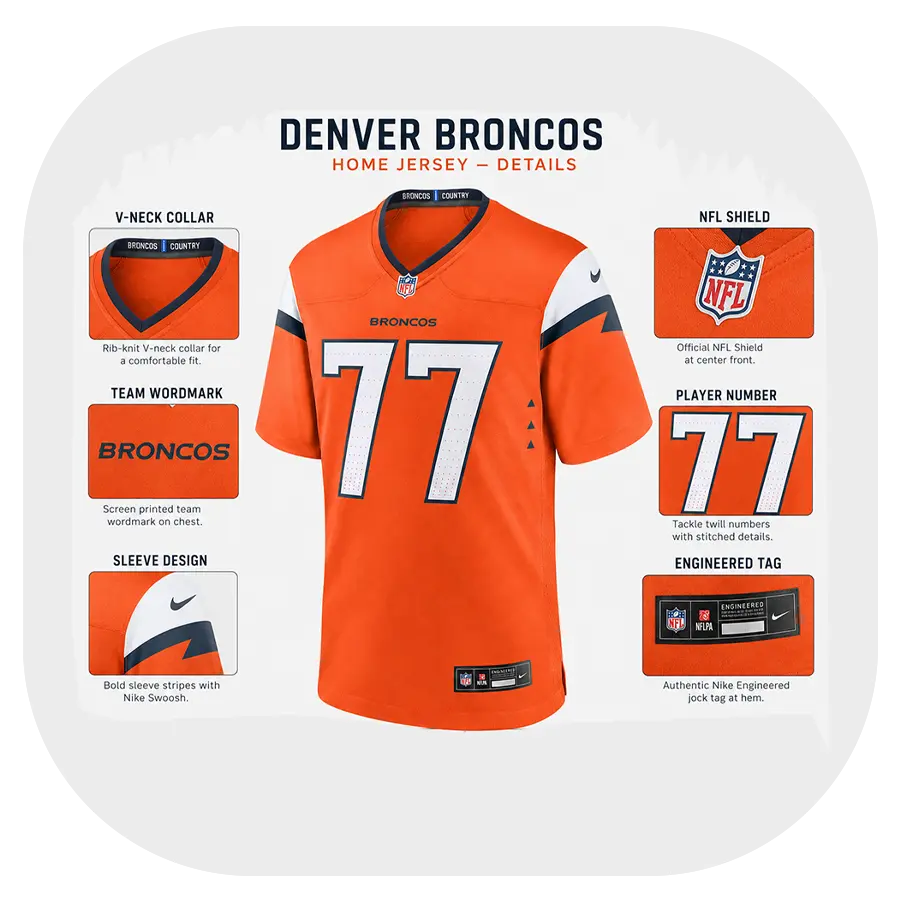 Karl Mecklenburg Orange Broncos Team Game Jersey - Details