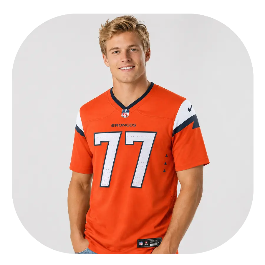 Karl Mecklenburg Orange Broncos Team Game Jersey - Look
