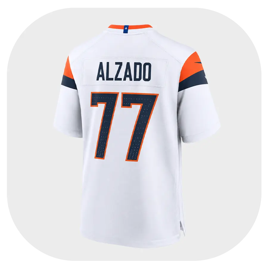 Lyle Alzado White Broncos Game Jersey . Back Look