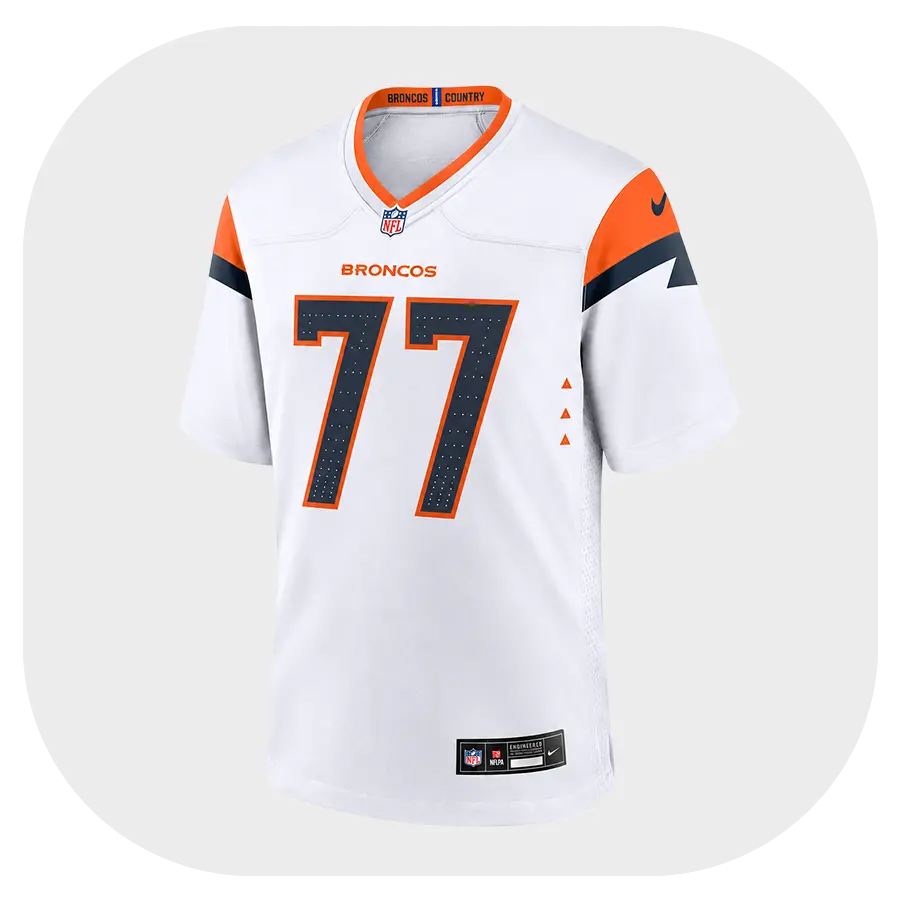 Lyle Alzado White Broncos Game Jersey . Front Look