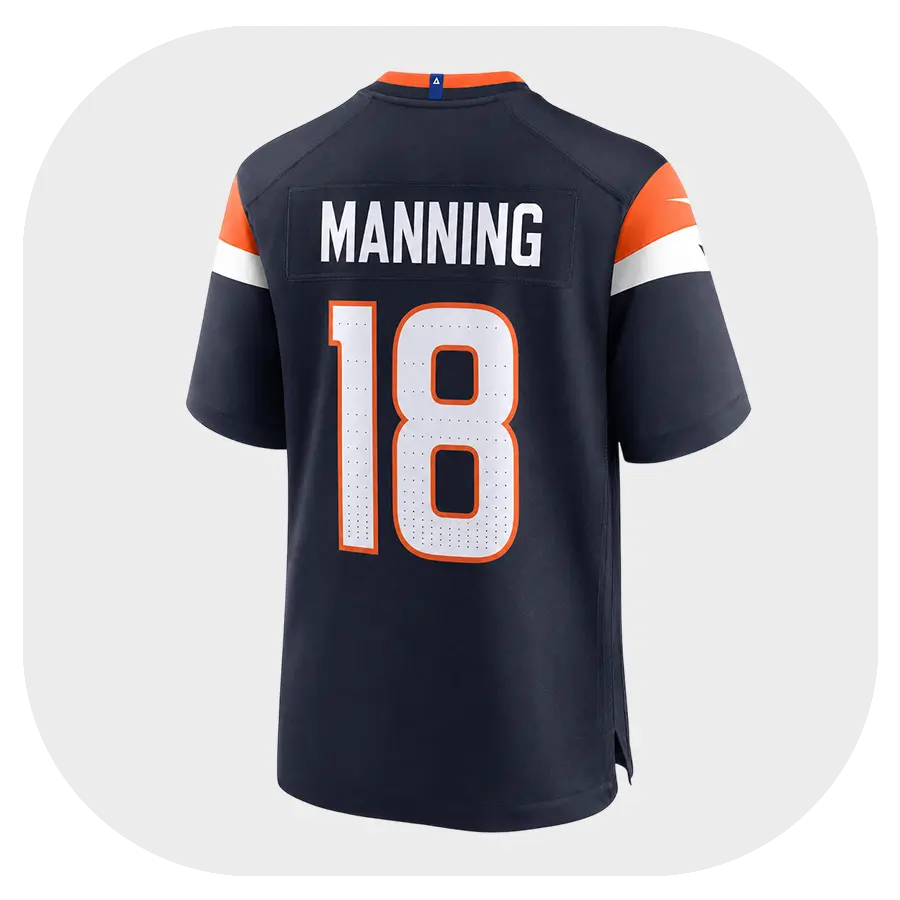 Peyton Manning Broncos Team Navy Jersey - Back Look