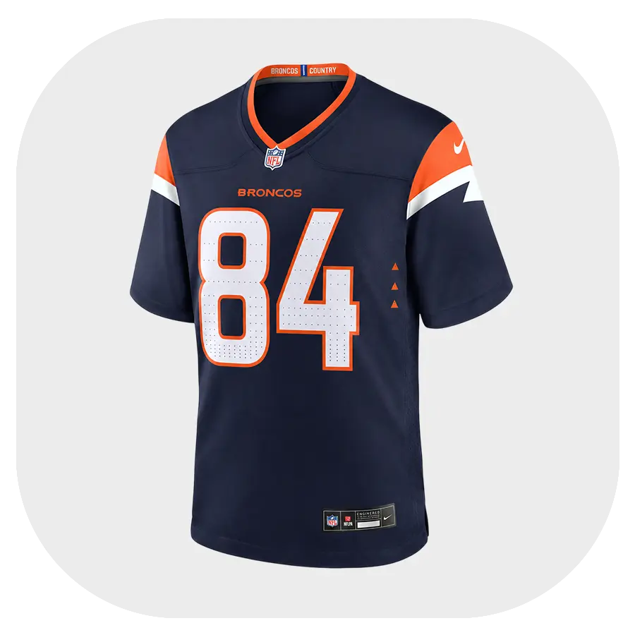 Shannon Sharpe Game Broncos Navy Jersey - Front Look