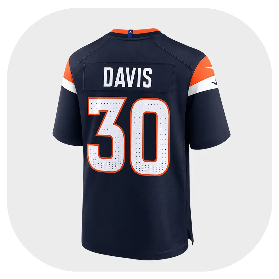 Terrell Davis Broncos Game Navy Jersey - Back Look
