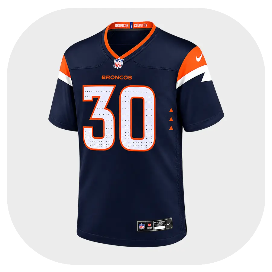 Terrell Davis Broncos Game Navy Jersey - Front Look