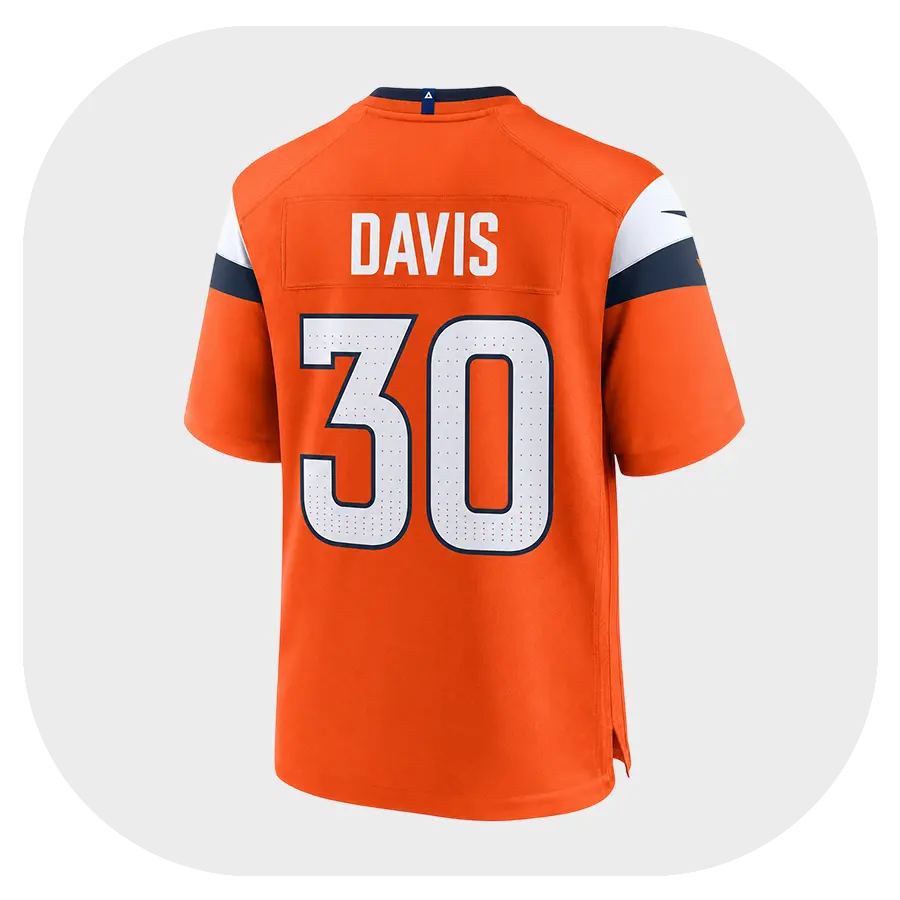 Terrell Davis Broncos Team Orange Jersey - Back Look