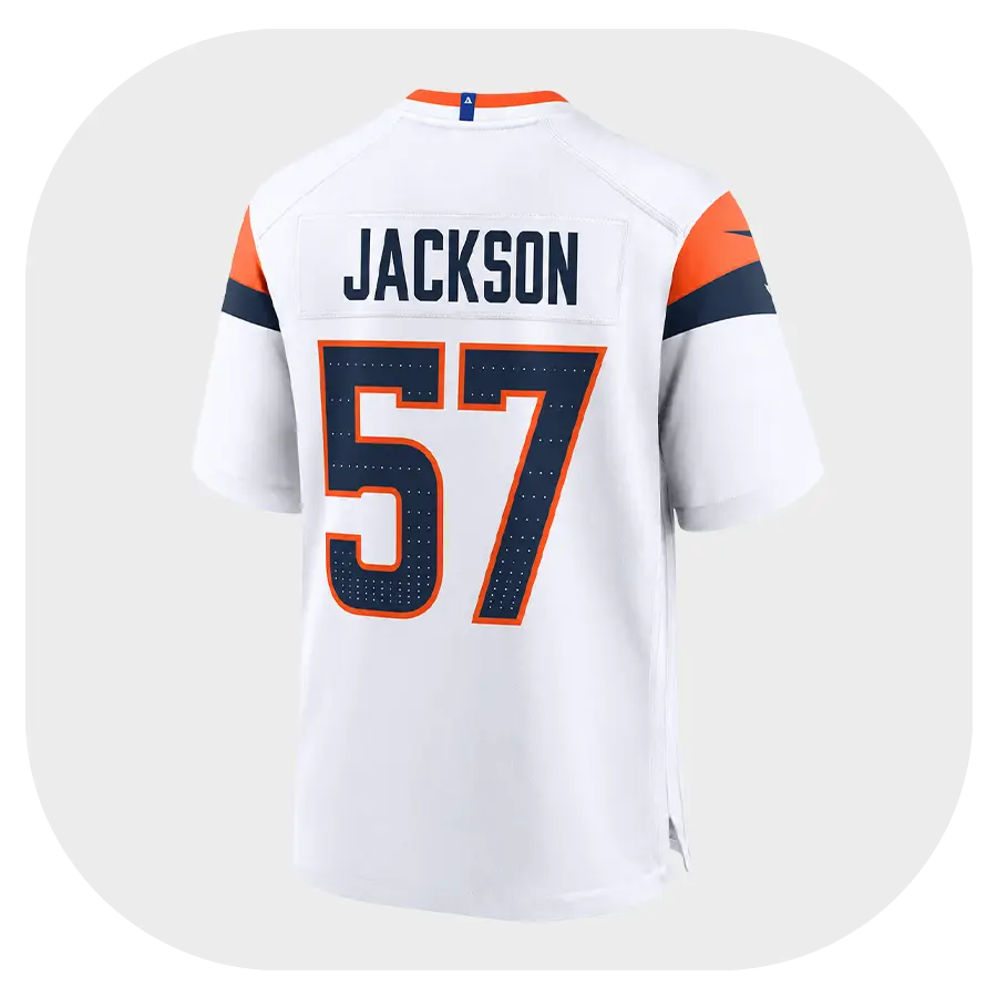 Tom Jackson Broncos Team White Game Jersey - Back Look