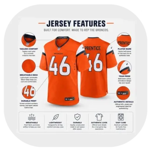 Adam Prentice Broncos Team Orange Game Jersey Details