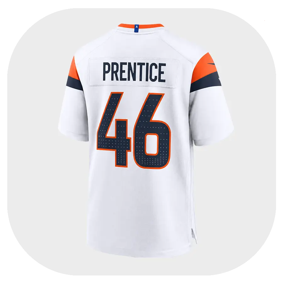Adam Prentice White Broncos Game Jersey - Back Look Adam Prentice White Broncos Game Jersey Back Look