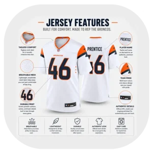 Adam Prentice White Broncos Game Jersey Details