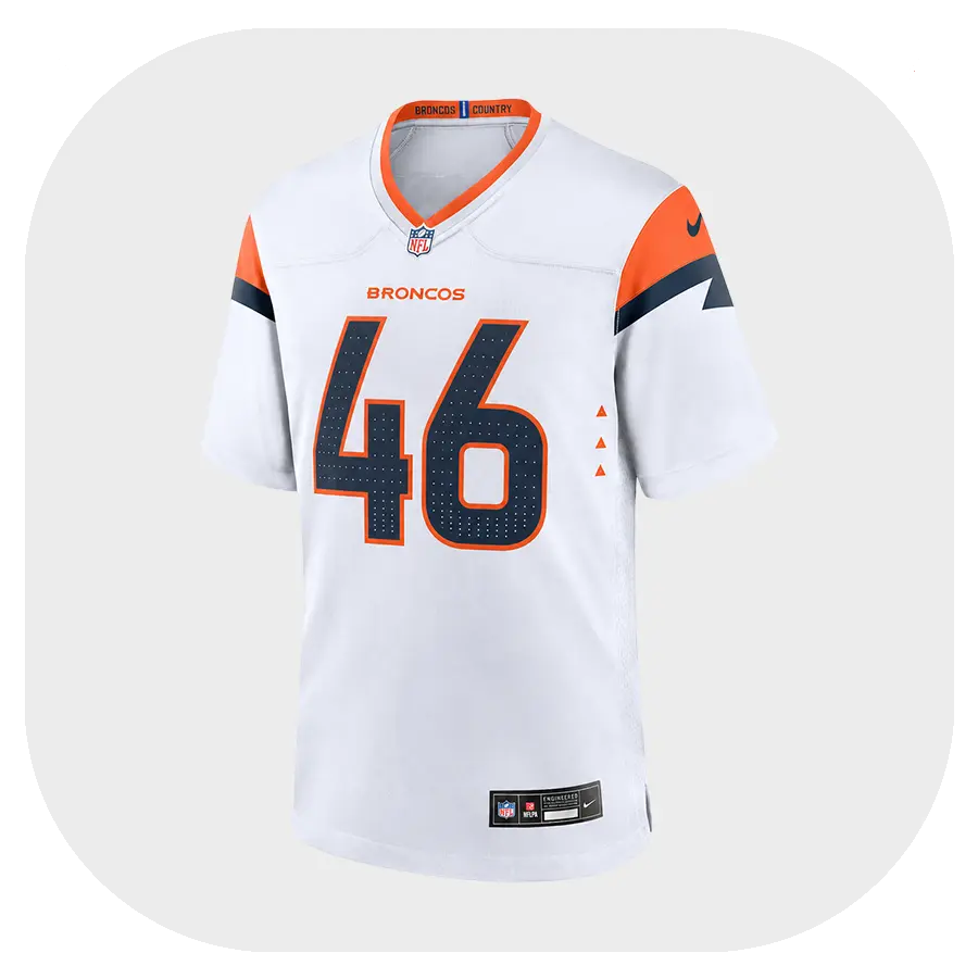 Adam Prentice White Broncos Game Jersey - Front Look Adam Prentice White Broncos Game Jersey Front Look