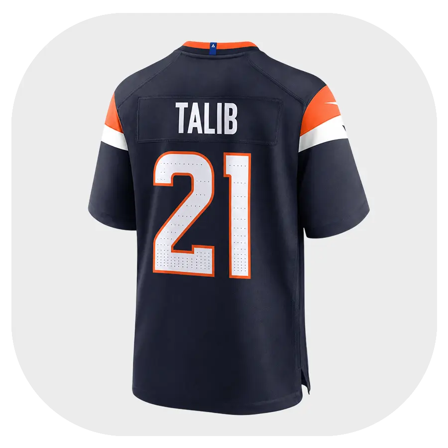 Aqib Talib Broncos Game Navy Jersey - Back Look