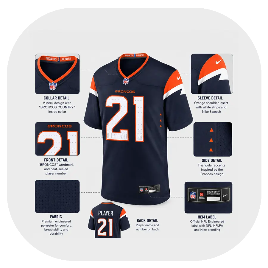 Aqib Talib Broncos Game Navy Jersey - Details