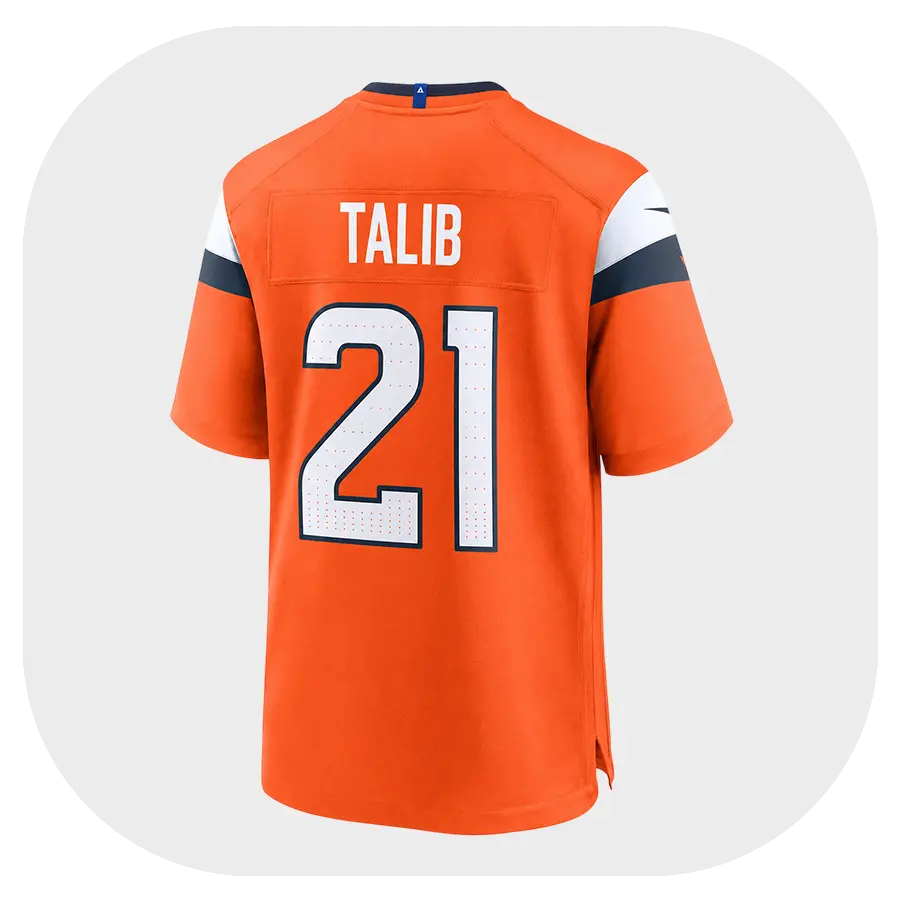 Aqib Talib Broncos Team Orange Game Jersey - Back Look
