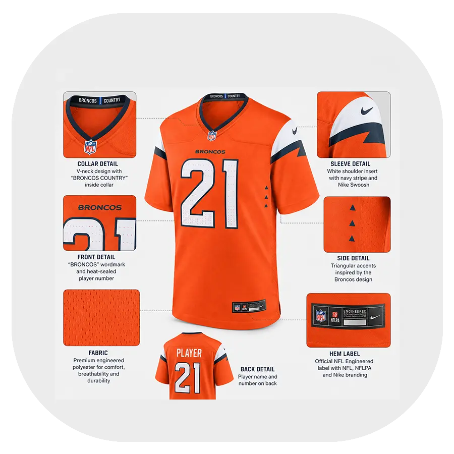 Aqib Talib Broncos Team Orange Game Jersey - Details