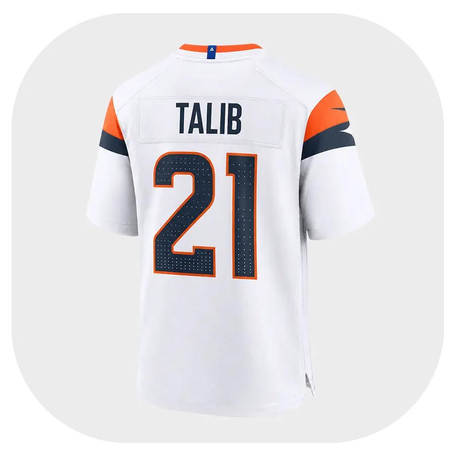 Aqib Talib Broncos White Game Jersey - Back Look