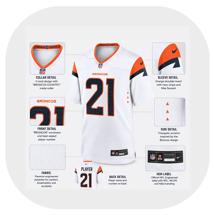 Aqib Talib Broncos White Game Jersey - Details
