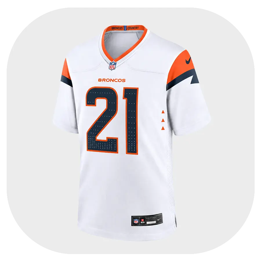 Aqib Talib Broncos White Game Jersey - Front Look
