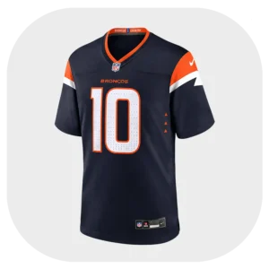 Bo Nix Broncos Navy Game Jersey
