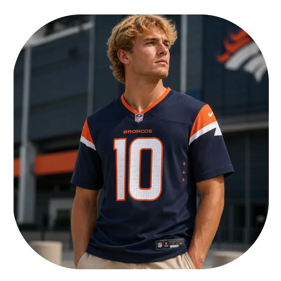 Bo Nix Broncos Navy Game Jersey - Look Bo Nix Broncos Navy Game Jersey Look