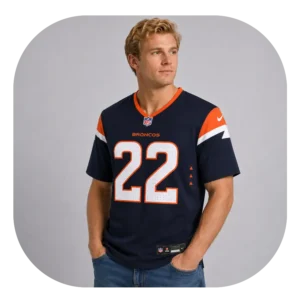 Brandon Jones Broncos Team Navy Game Jersey Look
