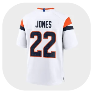 Brandon Jones Broncos White Game Jersey Back Look