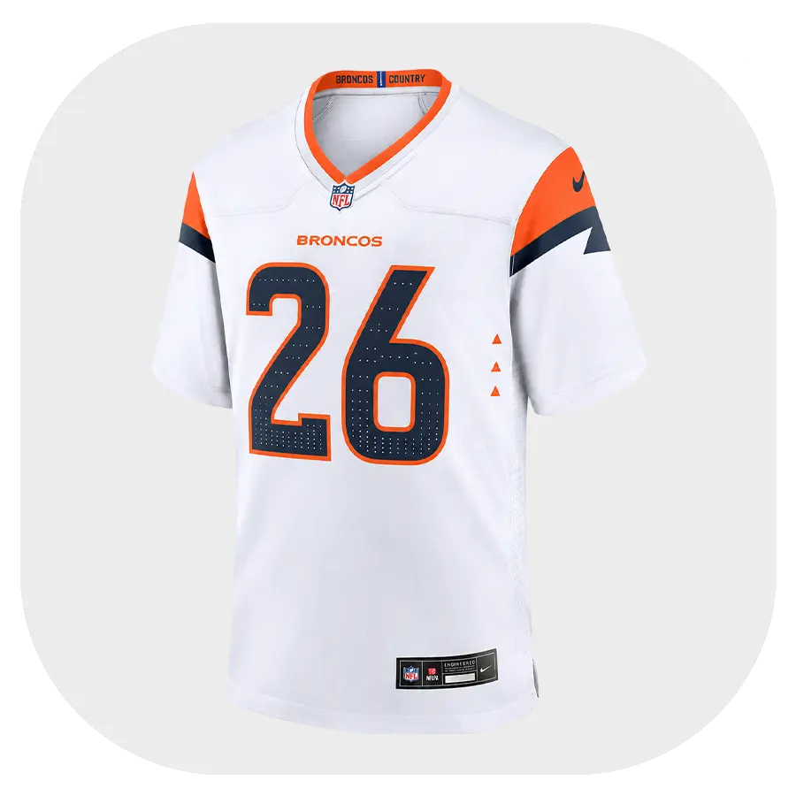 Clinton Portis Broncos White Fan Game Jersey - Front Look