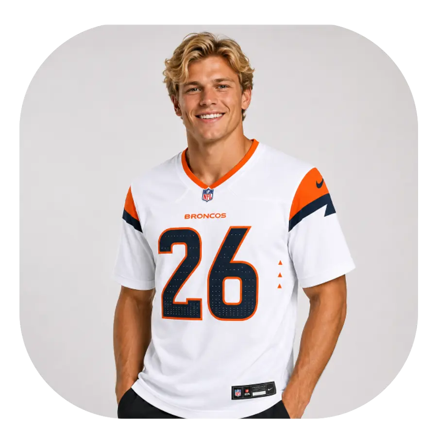 Clinton Portis Broncos White Fan Game Jersey - Look