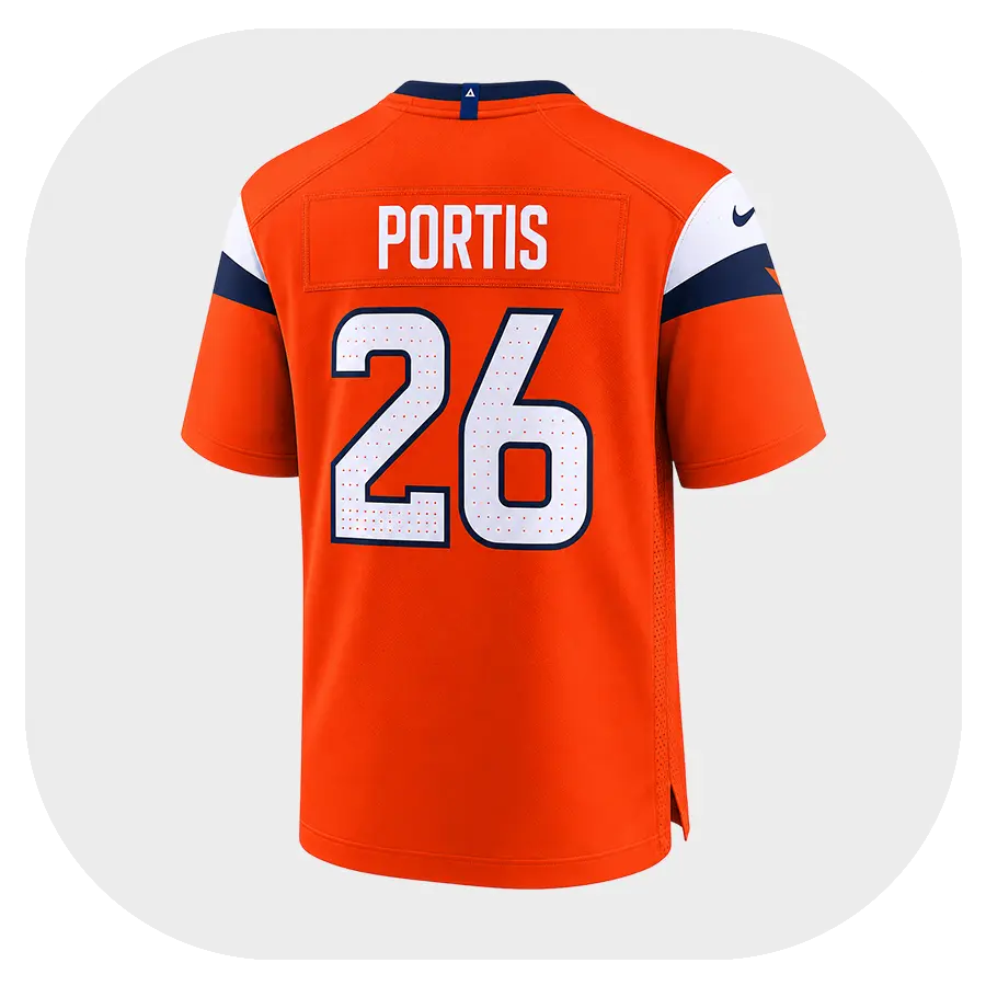 Clinton Portis Orange Broncos Game Jersey - Back Look