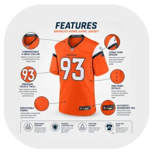 D.J. Jones Broncos Team Orange Game Jersey Details Look