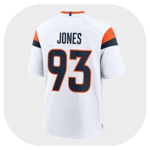 D.J. Jones Broncos White Game Jersey Back Look