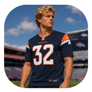 Dane Key Broncos Navy Game Jersey Look