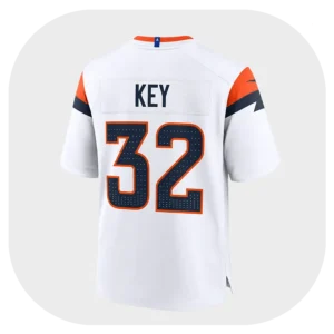 Dane Key Broncos Team White Game Jersey Back Look