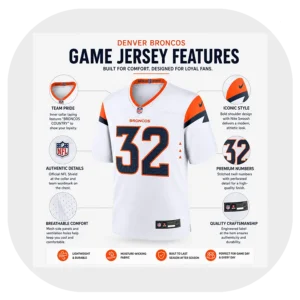 Dane Key Broncos Team White Game Jersey Details