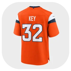 Dane Key Fan Broncos Orange Game Jersey Back Look