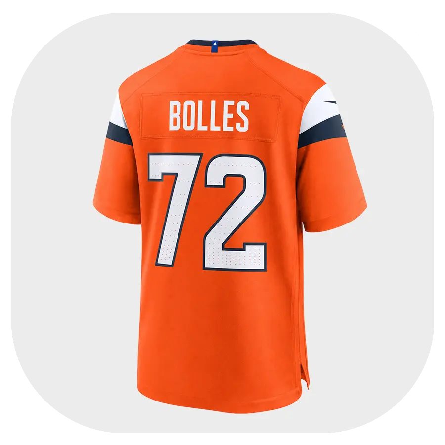 Garett Bolles Broncos Game Orange Fan Jersey - Back Look
