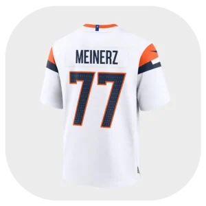Guinn Meinerz Broncos White Game Jersey Back Look