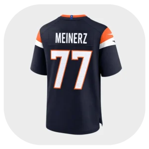 Guinn Meinerz Navy Broncos Game Jersey Back Look
