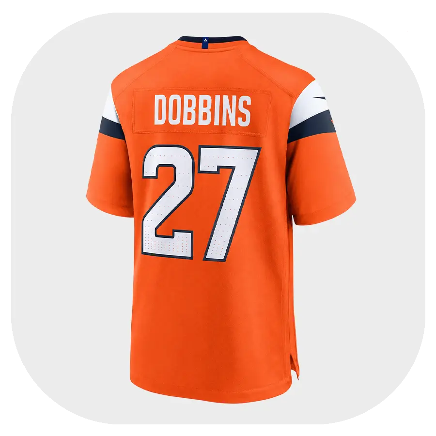 J.K. Dobbins Broncos Team Orange Game Jersey - Back Look