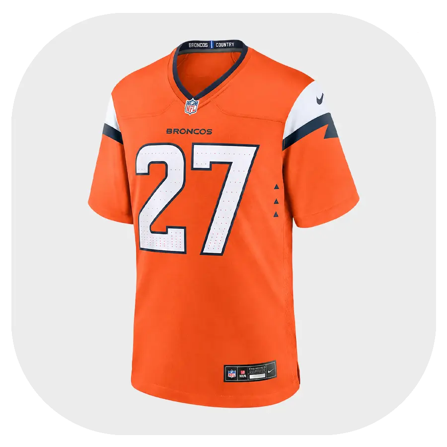 J.K. Dobbins Broncos Team Orange Game Jersey - Front Look