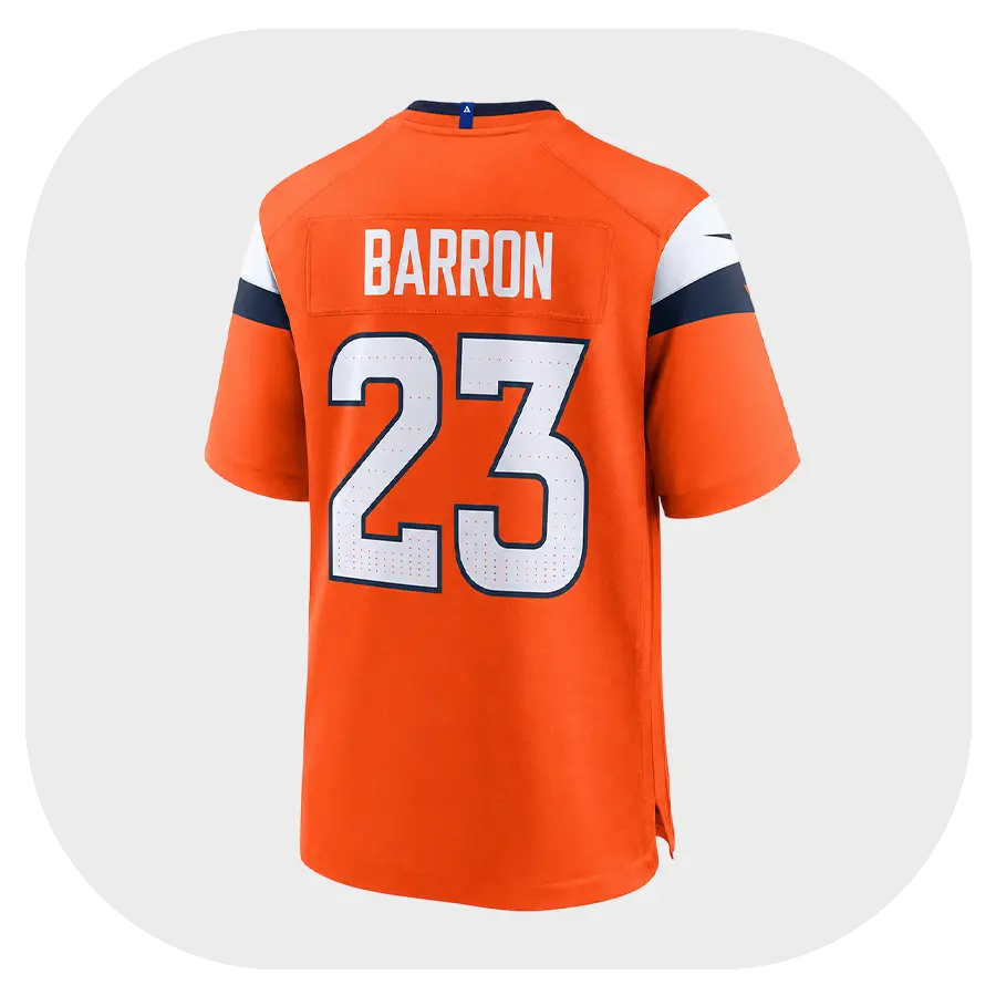 Jahdae Barron Broncos Team Orange Game Jersey - Back Look