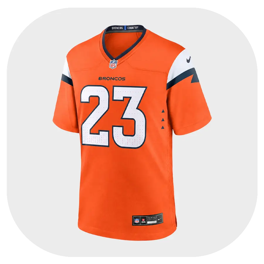 Jahdae Barron Broncos Team Orange Game Jersey - Front Look