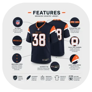 Jaleel Mclaughlin Navy Broncos Game Jersey Details